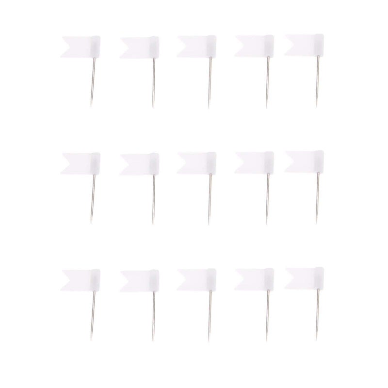 Yetaha 100PCS Flag Map Push Pins, Travel Map Tacks Assorted Plastic Colorful Thumbtacks for Bulletin Cork Board World Map Picture Marking Home School Office (White) - Image 1